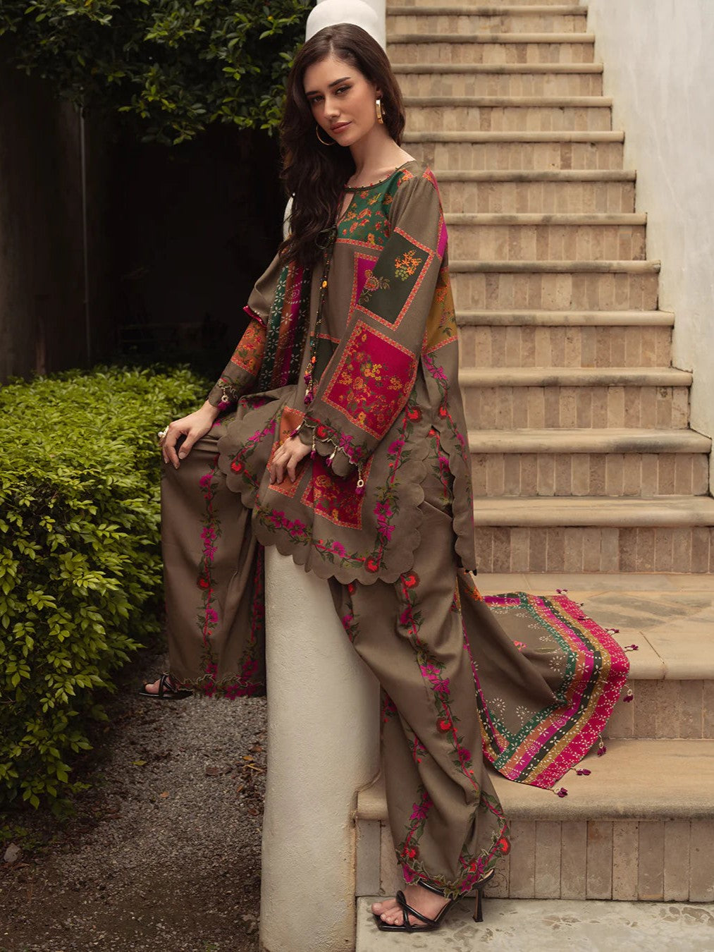 Arzoo – Floral Harmony Digital Printed 3 Piece Dress (Stitched)