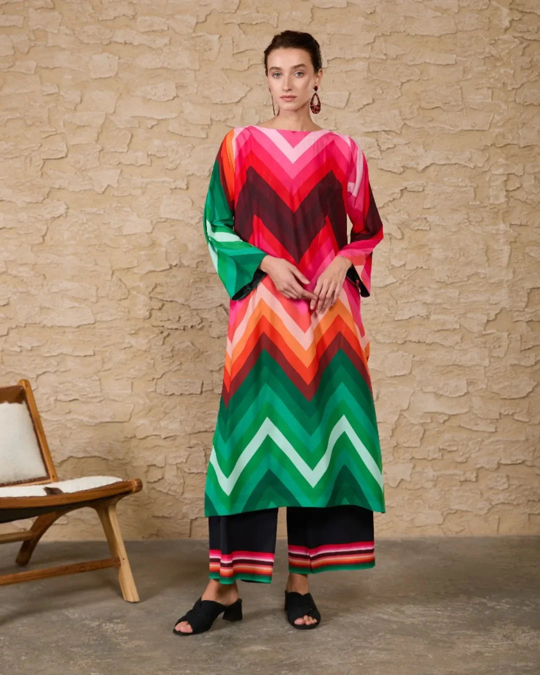 Rang Mehal – Vibrant Chevron Kurta - Trouser
