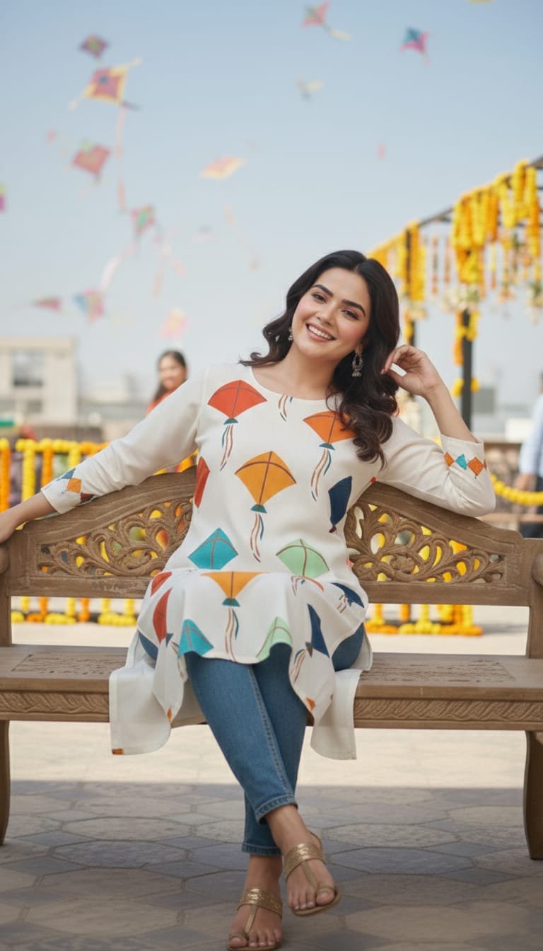 Basant Bloom – Printed Kurti (Stitched)